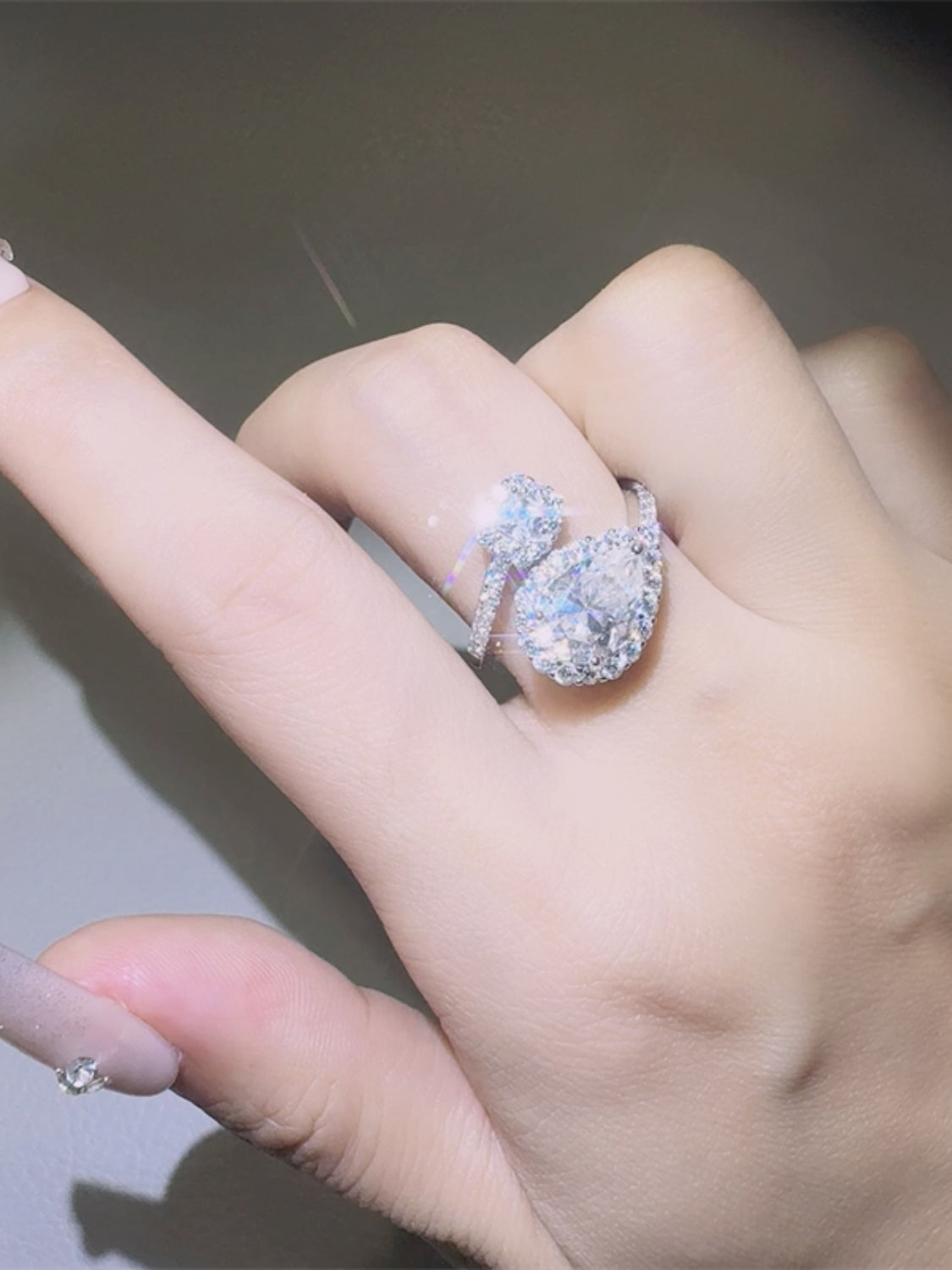 2 Carat Moissanite 925 Sterling Silver Bypass Ring - felvior