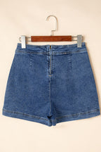 Asymmetrical Denim Skort with Pockets