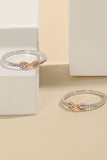 925 Sterling Silver Inlaid Zircon Infinity Symbol Ring - felvior