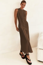 Contrast Stitching Maxi Tank Dress