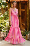 Printed Surplice Maxi Cami Dress - felvior