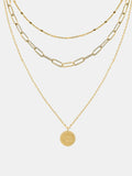 18K Gold-Plated Three-Layered Engraved Necklace - felvior
