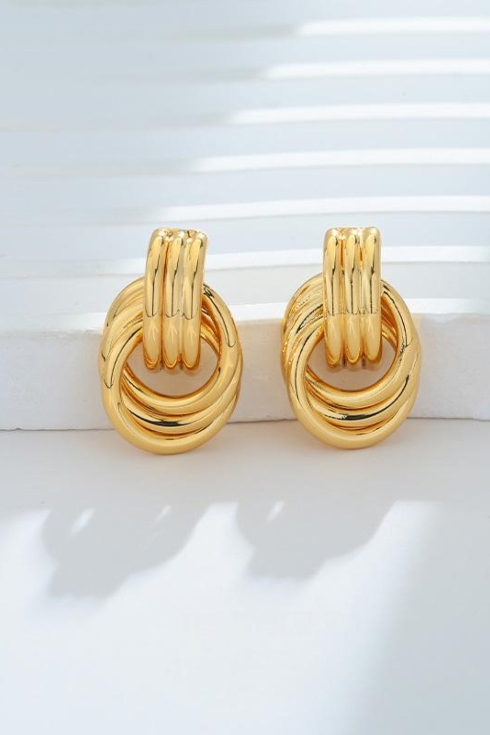 Gold-Plated Knotted Stud Earrings - felvior