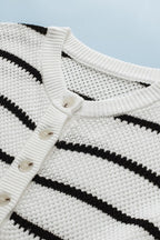 Stripe Drop Shoulder Side Slit Knit Top