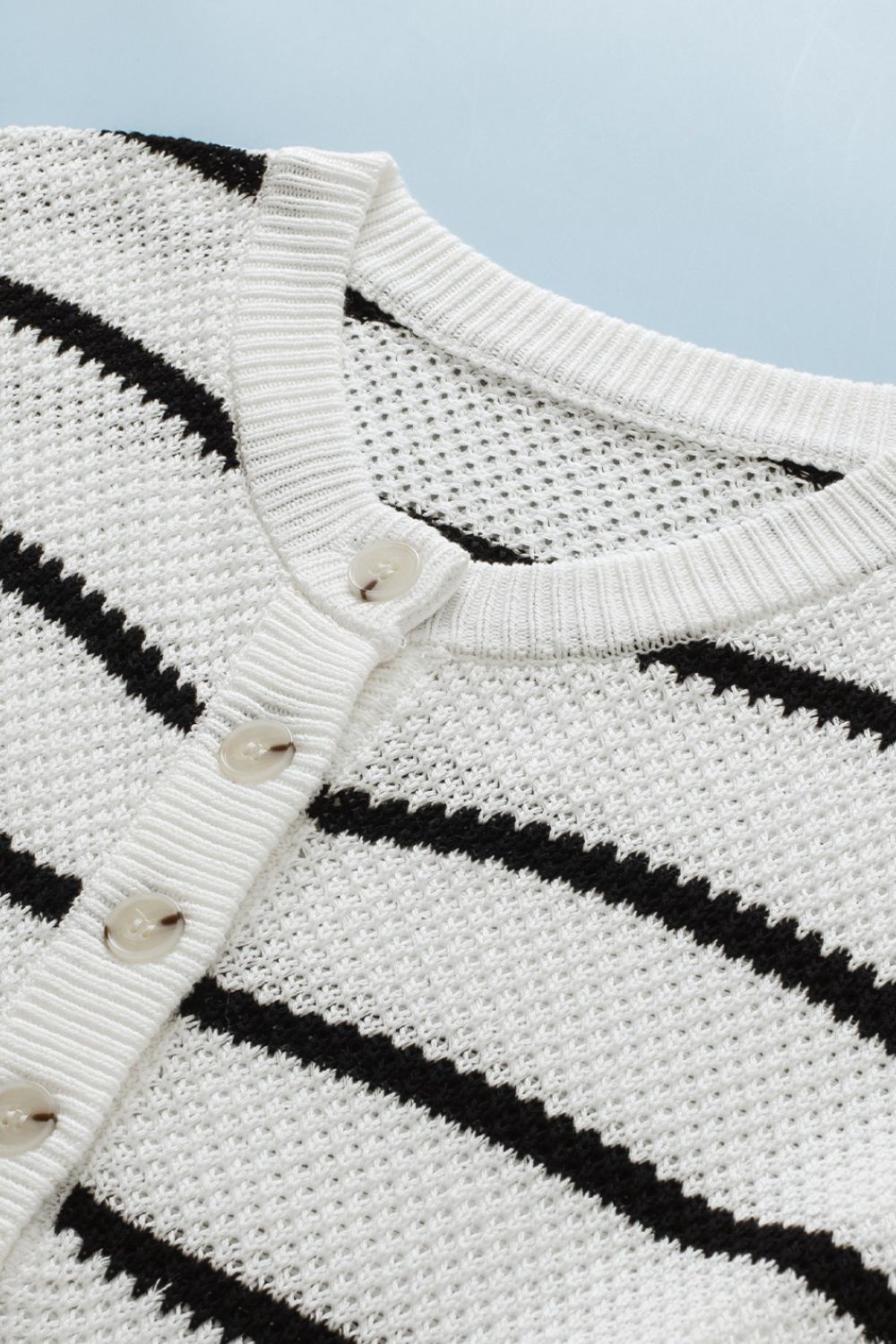 Stripe Drop Shoulder Side Slit Knit Top