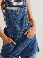 Wide Strap Square Neck Denim Overalls