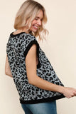 Haptics Leopard Print Dolman Cap Sleeve Knit Top