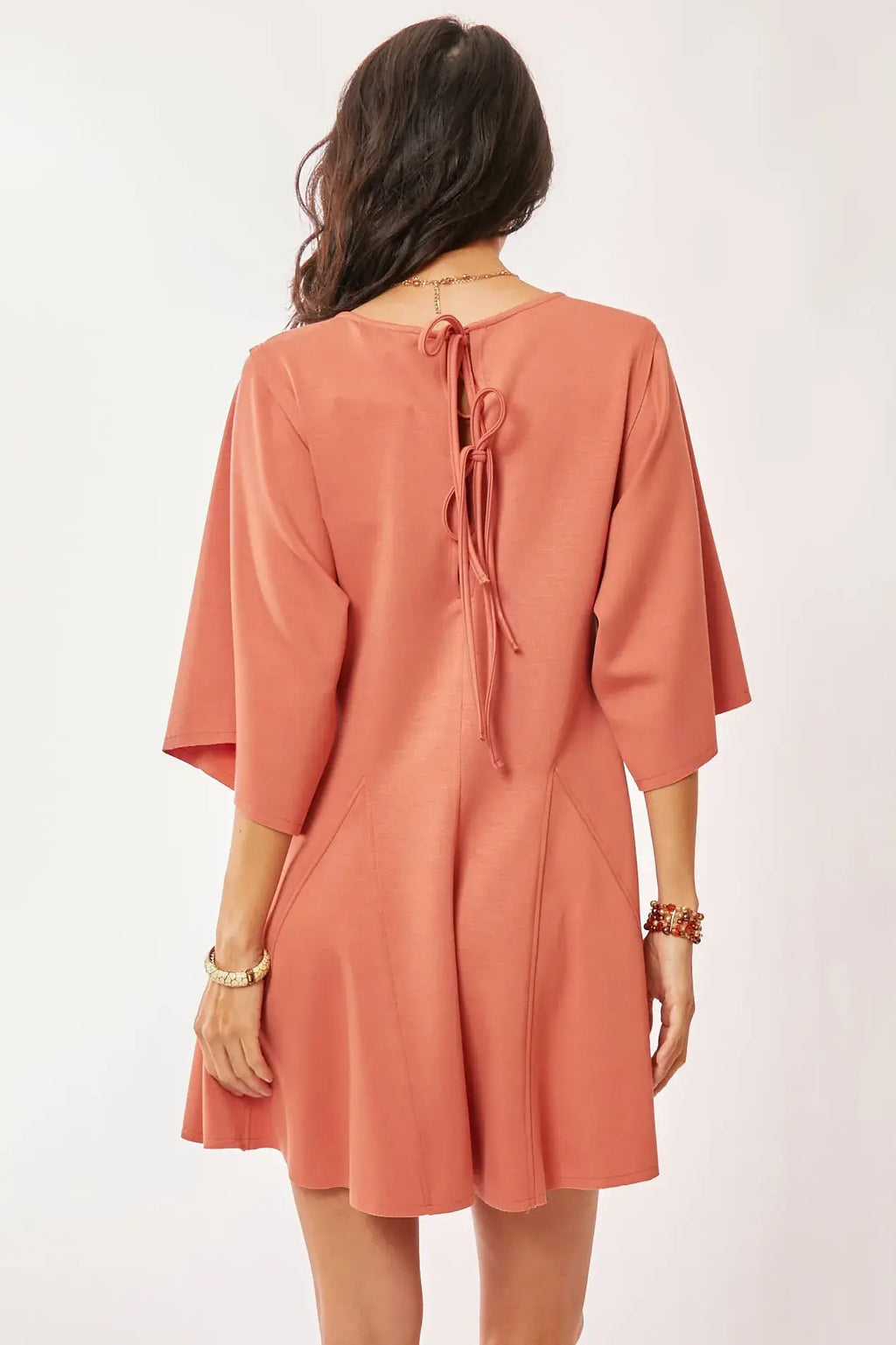 Davi & Dani Solid Draped Sleeve Ties Back Skort Romper