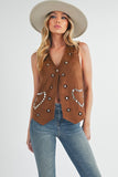 Aemi + Co Heart Rivet Detail Suede Vest Coat - felvior
