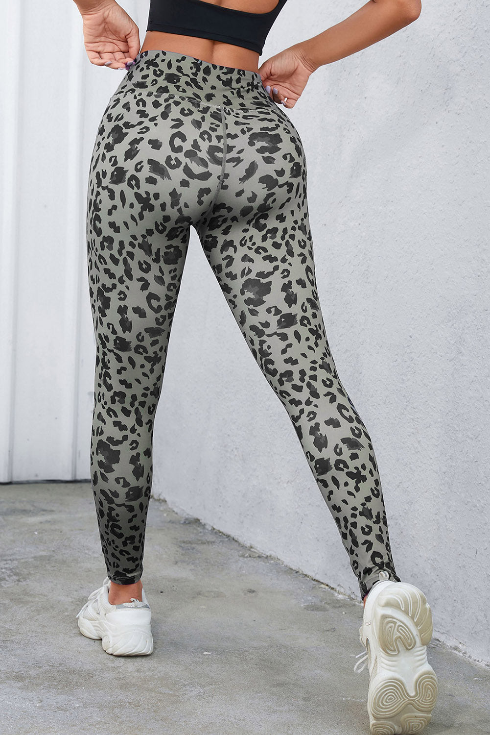 Leopard Print Wide Waistband Leggings - felvior