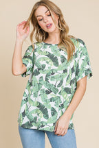 BOMBOM Lightweight Printed Round Neck Short Sleeve T-Shirt