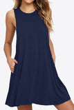 Full Size Round Neck Sleeveless Dress with Pockets - felvior