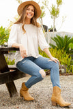 Celeste Full Size Puff Sleeve and Bow Detail Top Plus Size - felvior