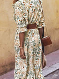 Floral Cutout Flounce Sleeve Dress - felvior