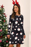 Full Size Christmas Long Sleeve Dress - felvior