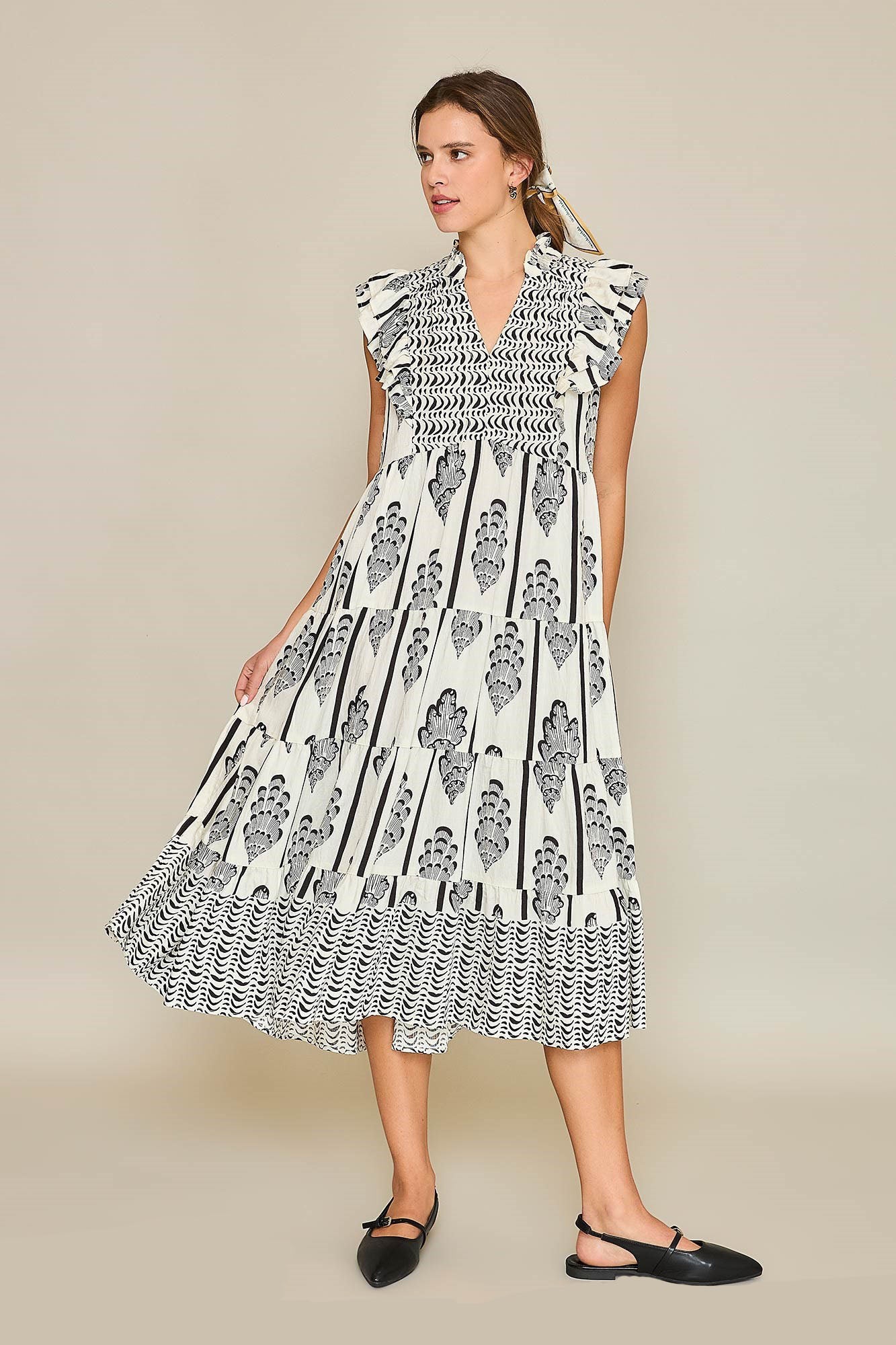 Umgee Full Size Boarder Print Midi Dress Plus Size Main image