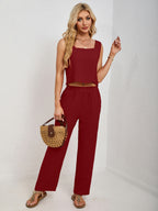 Square Neck Tank and Wide Leg Pants Set