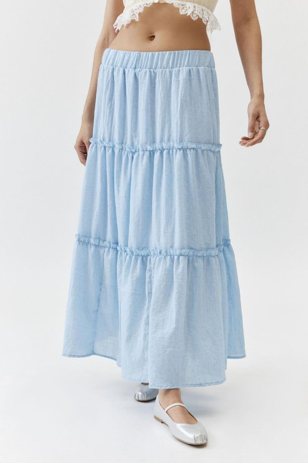 Frill Elastic Waist Skirt