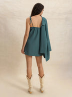 Tie Shoulder Mini Dress and Long Sleeve Top Set