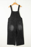 Distressed Wide Strap Denim Overalls - felvior