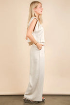 VERY J Solid Woven Top & Pants Set