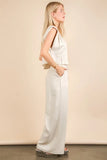 VERY J Solid Woven Top & Pants Set - felvior