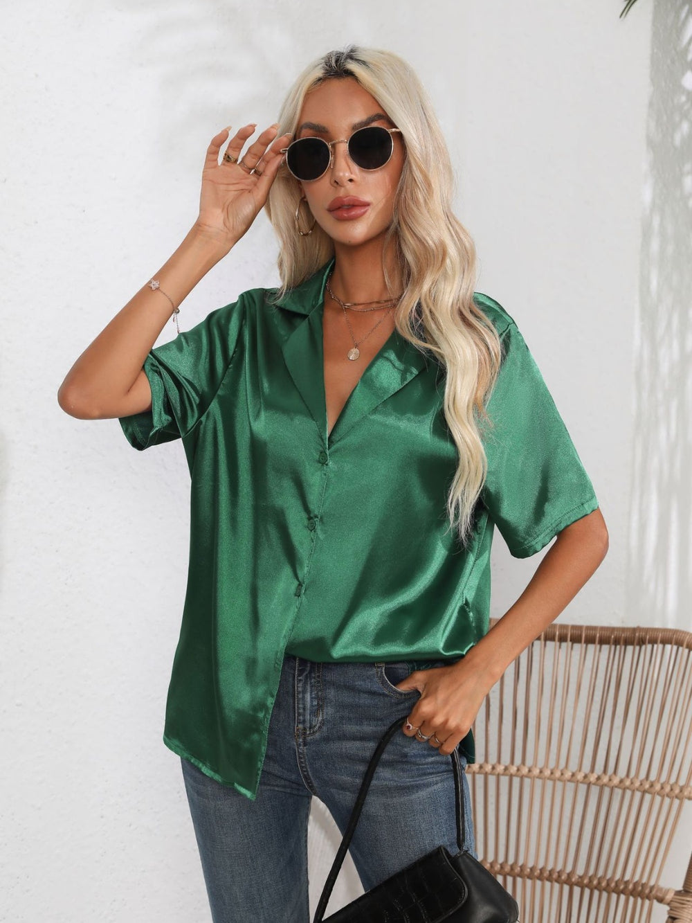 Button Down Short Sleeve Shirt - felvior