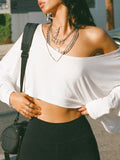 Devine One Shoulder Long Sleeve T-Shirt - felvior