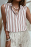 Stripe Button Down Sleeveless Shirt