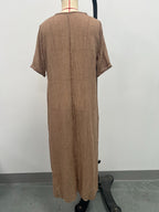 Full Size V-Neck Short Sleeve Midi Dress Plus Size