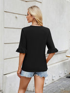 Florira Round Neck Ruffled Half Sleeve T-Shirt