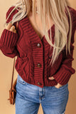 Cable-Knit Button Down V-Neck Cardigan - felvior