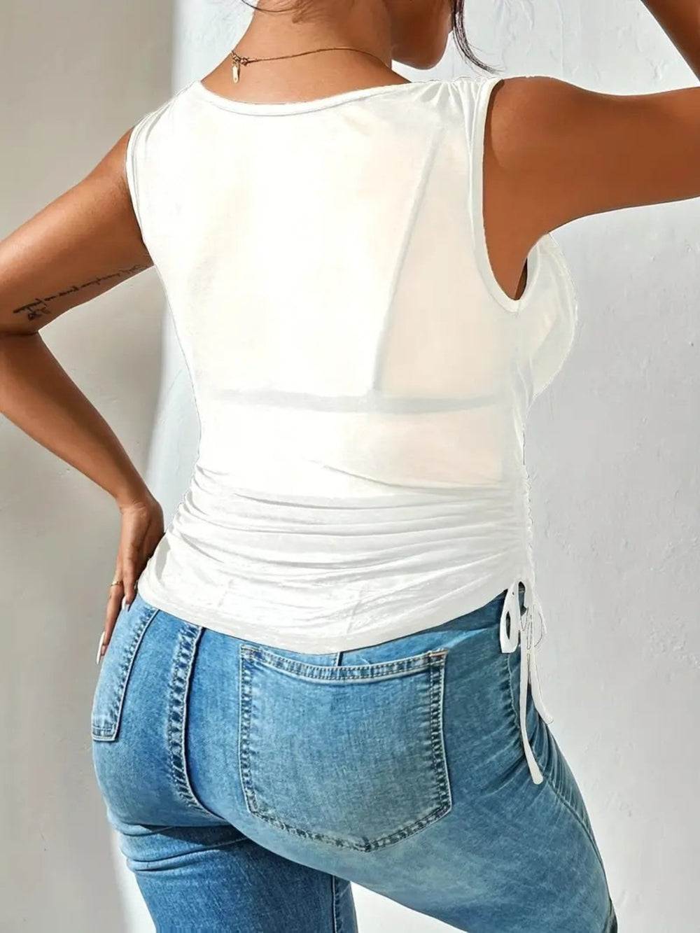 Side Drawstring Ruched Tank