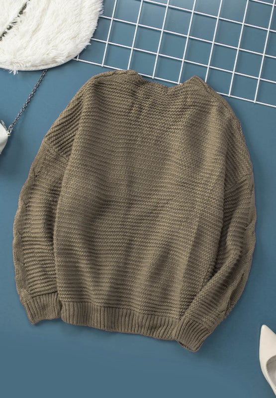 Cable-Knit Open Front Cardigan - felvior