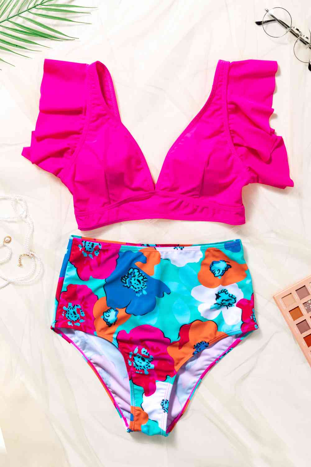 Cropped Swim Top and Floral Bottoms Set - felvior
