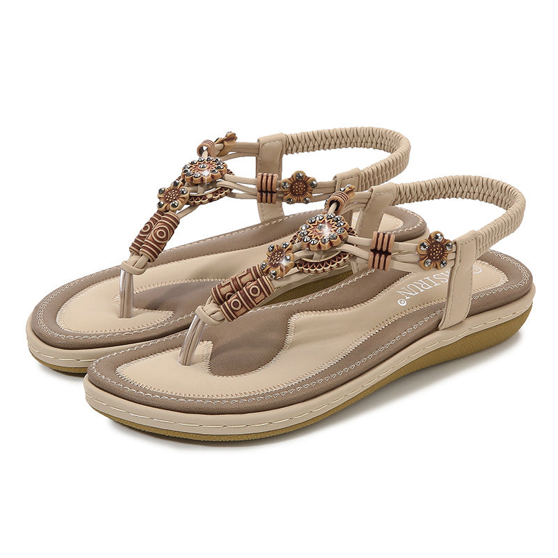 PU Leather Toe Post Flats Sandals - felvior