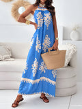 Printed Spaghetti Strap Sleeveless Maxi Dress - felvior