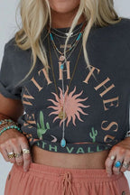 RISE WITH THE SUN Graphic Round Neck Short Sleeve T-Shirt