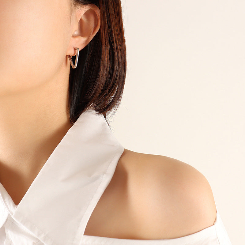 Titanium Steel Geometric Huggie Earrings - felvior