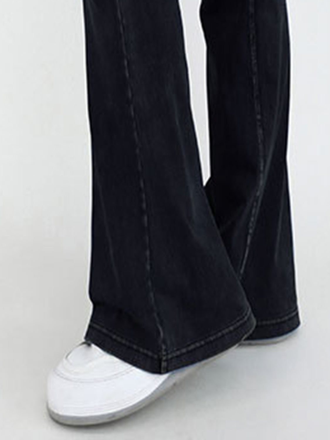 Wide Waistband Bootcut Jeans with Pockets - felvior