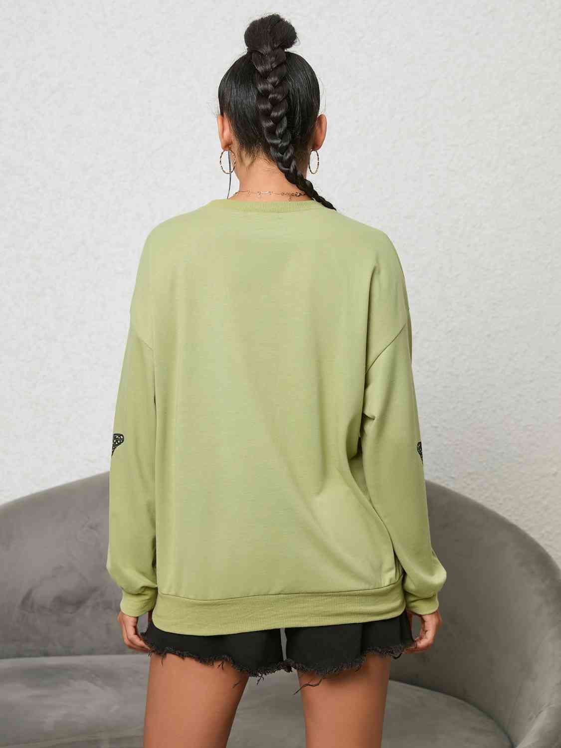 Butterfly Graphic Drop Shoulder Sweatshirt - felvior