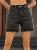 Raw Hem High Waist Denim Shorts - felvior