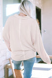 Collared Neck Half Button Long Sleeve Blouse - felvior