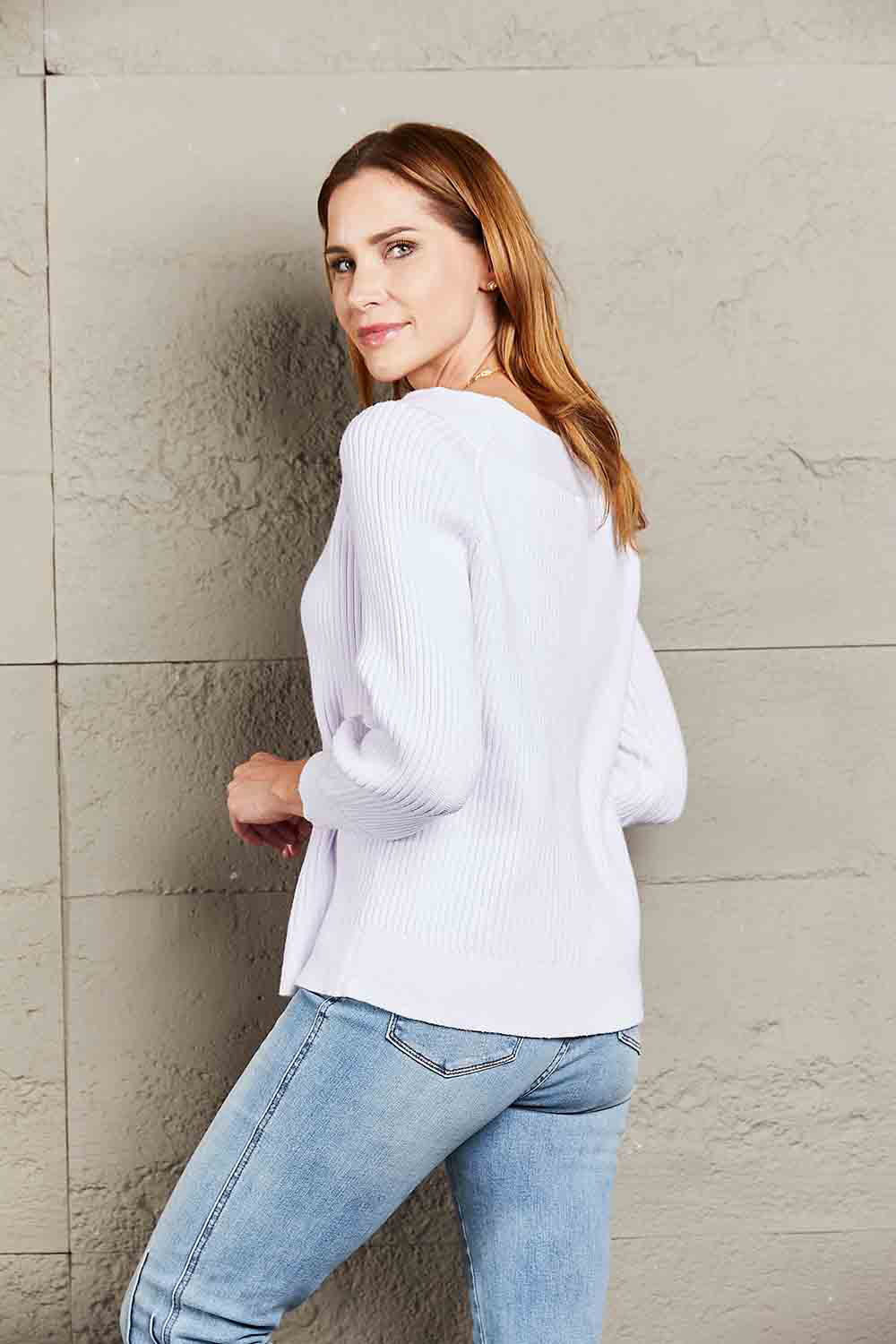 Off-Shoulder Rib-Knit Sweater Secondary image
