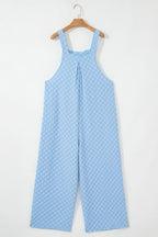 Checkered Pocketed Wide Leg Overalls