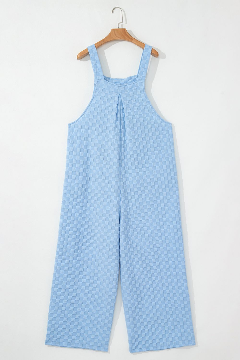 Checkered Pocketed Wide Leg Overalls