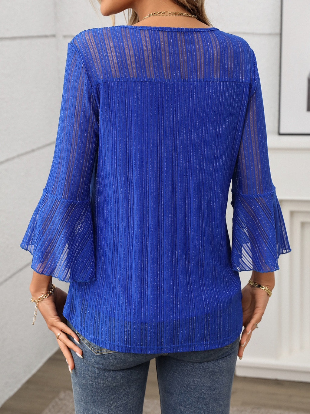 Round Neck Three-Quarter Sleeve Top