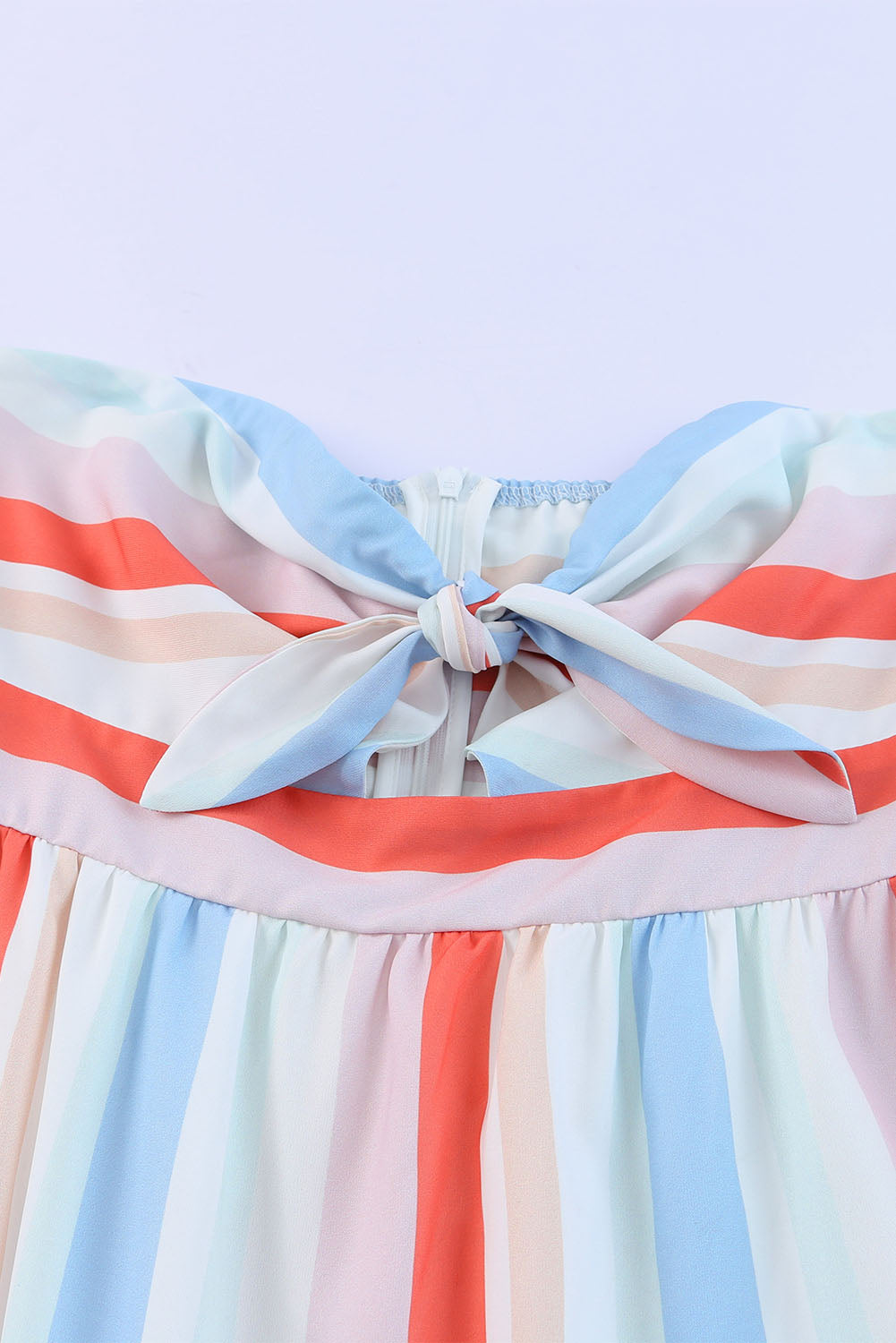 Striped Strapless Sweetheart Neck Dress - felvior