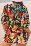 Flower Embroidered Trim Half Sleeve Blouse - felvior