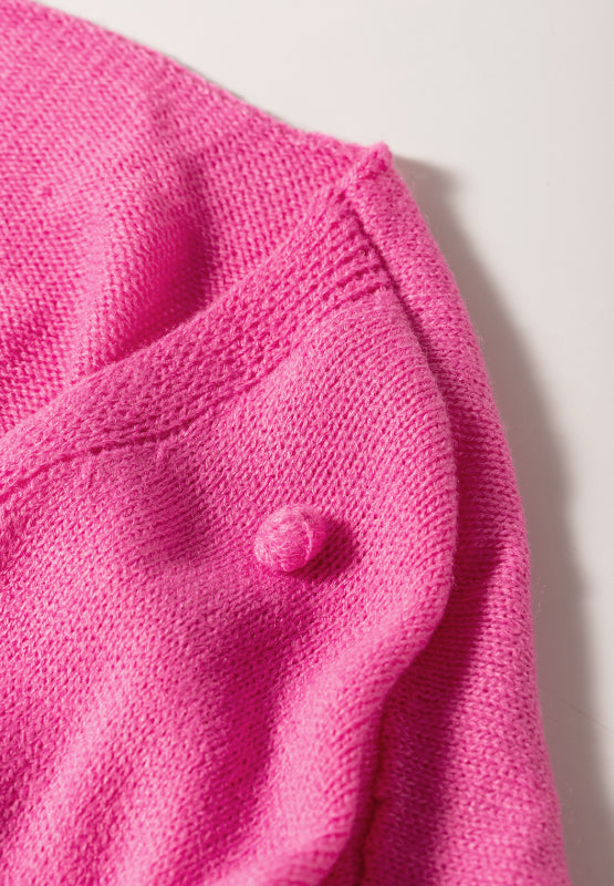 Pompom Color Block Open Front Cardigan - felvior